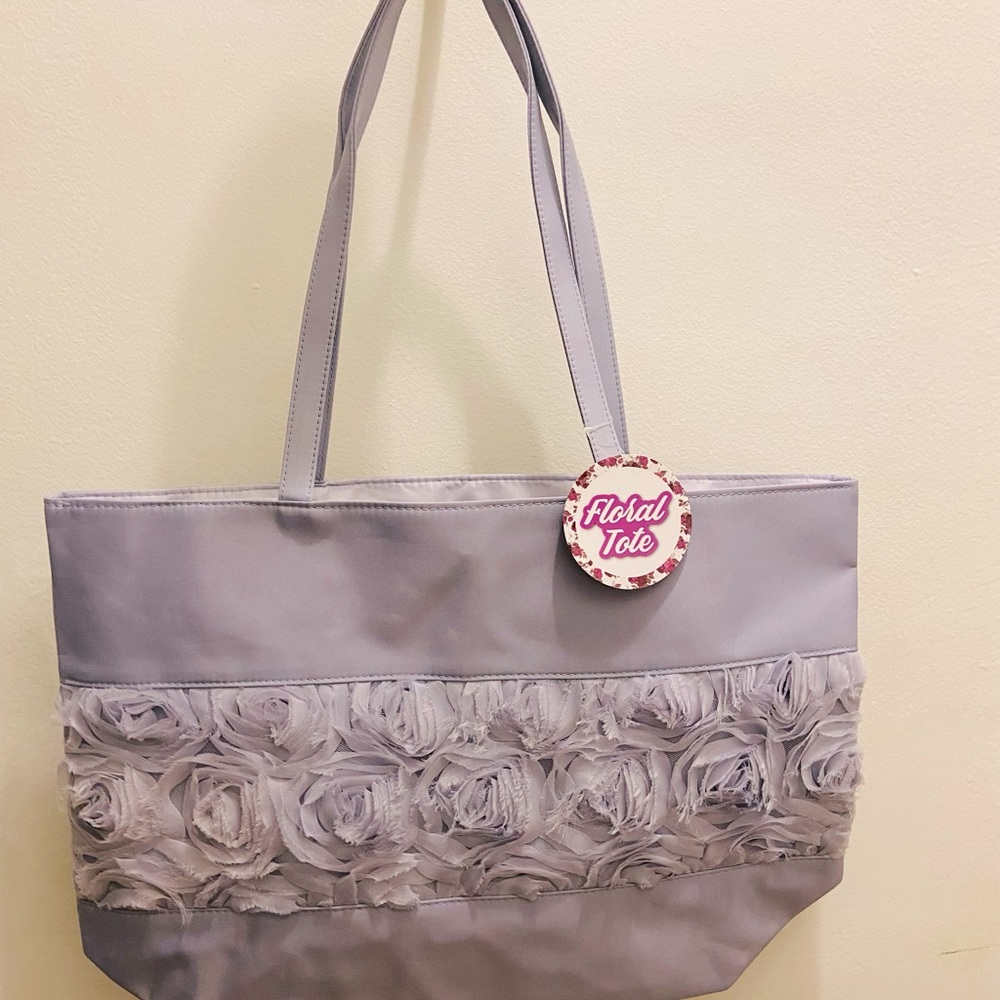 New: Beautiful Floral Tote with short shoulder strap.